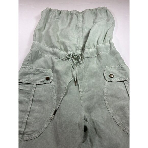 YFB Young Fabulous Broke Kennedy Strapless Jumpsuit Mint Green Small Linen Blend - Picture 11 of 15